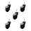 3 Inch Black Hooded Neoprene Rubber 12mm Threaded Stem Casters Set 5 SCC