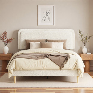 Plush Upholstered Platform Bed with Height-Adjustable Headboard, Sturdy Frame and Alats, Quiet Design, No-Spring Mattress Compatible, Bed frame