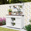 Table de jardin haute avec huche, 6 tiroirs, tablettes, 2 armoires et crochets-1788317843