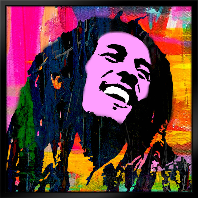 Reggae Bob Pop Art, estampe numérique sur toile avec cadre flottant vertical, H 18 po x l 18 po