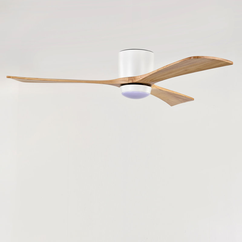 Ventilateur de plafond 52 po avec lumières, Blanc, Bois naturel