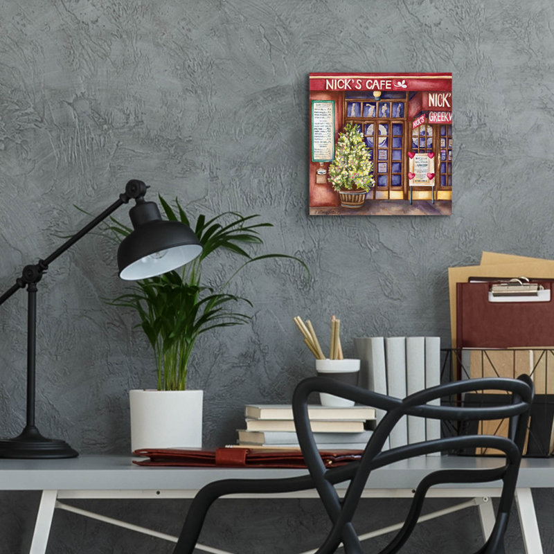 Art mural en verre Winston Porter «Cafes Nicks» par Andrea Strongwater, H 12 po x l 12 po x P 0,13 po