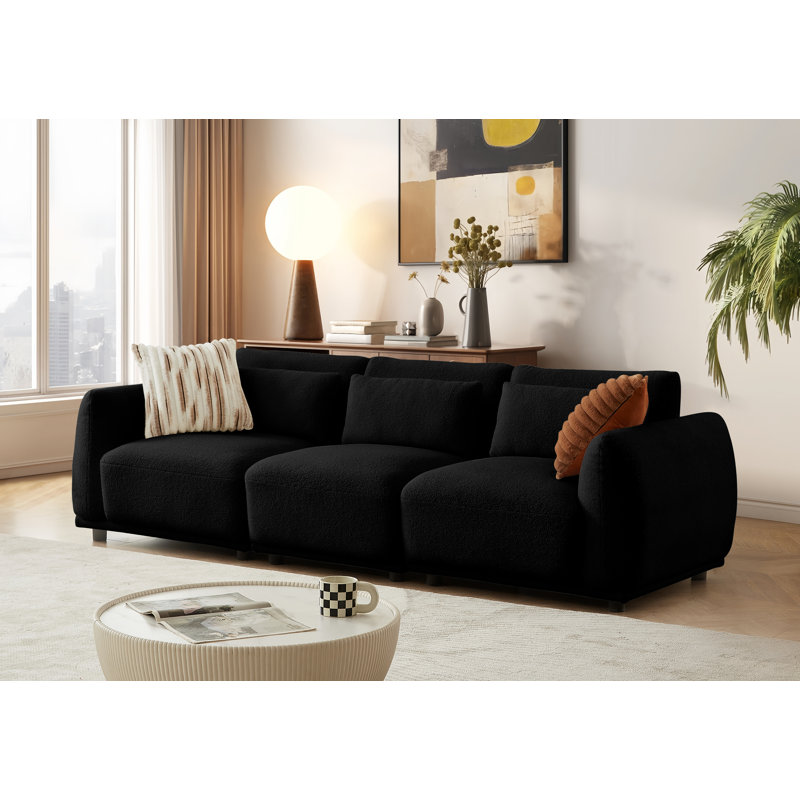 Canapé modulaire à accoudoirs arrondis 100 po Oumy, Laine noire