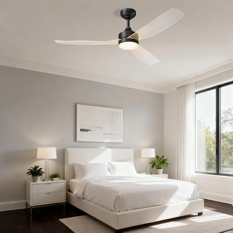 StellarAir 52" Indoor Black Dual-Monte Ceiling Fan with Clear Blades, LED Night Light, and Remote Control