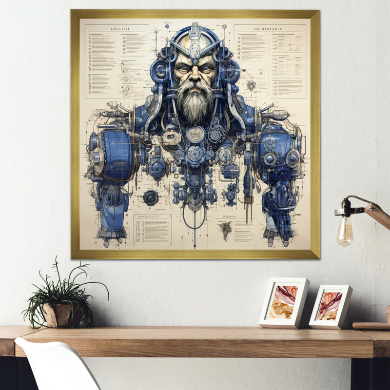 «Blue Giant Titan Blueprints III - Giants», art mural, Cadre flottant noir, H 36 po x l 36 po x P 1,5 po