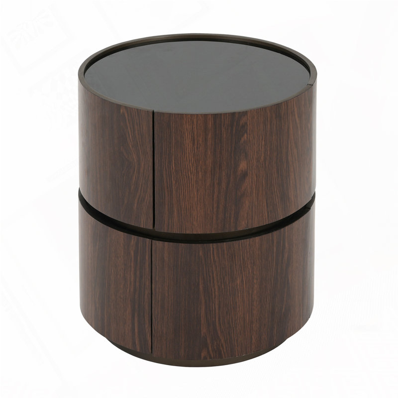 Round Coffee Table with Storage, Black, Brown
