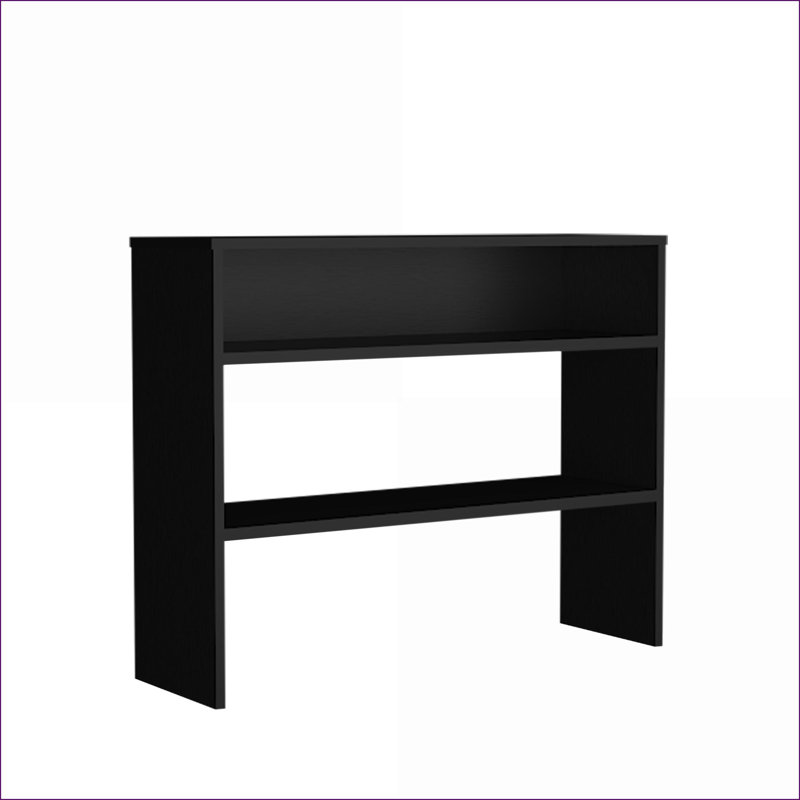 Bureau avec bibliothèque H 31,5 po avec 2 tablettes | Noir | Bois d'ingénierie