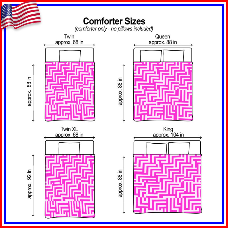 Maze Geometric Pattern Comforter, King, Medium Pink Light White