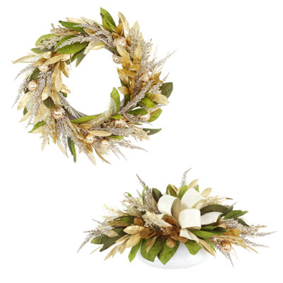 Magnolia Holiday Wreath and Centerpiece