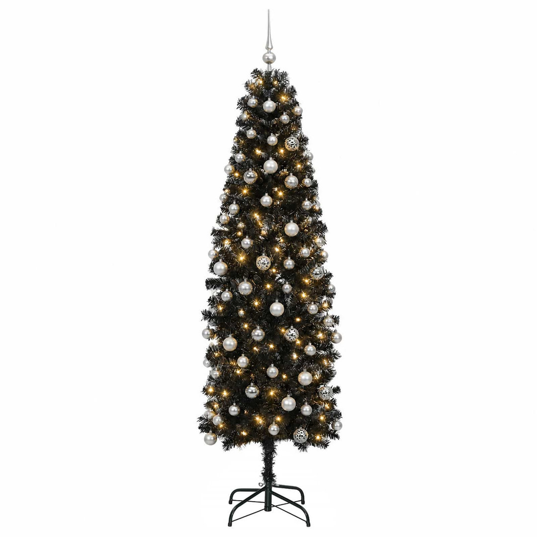 Vidaxl Artificial Slim Christmas Tree With Bauble 180 Cm 300 Leds - Image 3