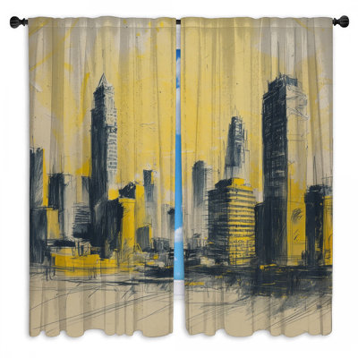 Rideaux de fenêtre jaunes croisés Cityscape Cityscape