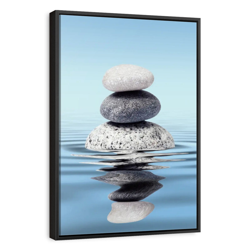 Ondulations zen, 25 po x 37 po, Cadre flottant noir