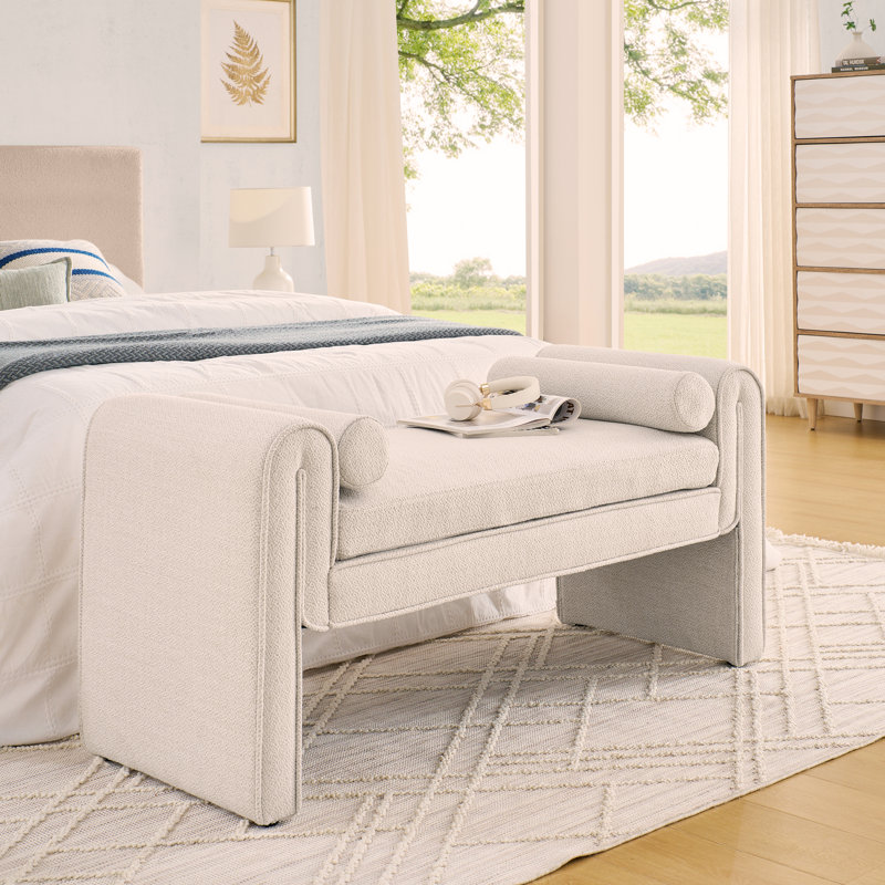 Versatile Linen Fabric Bedroom Storage Stool With Large Capacity, White