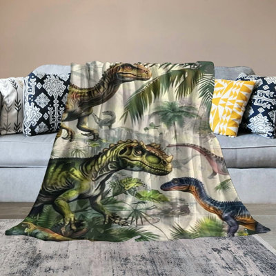Creowell Dinosaur Throw Blanket for Boys, Cozy Dinosaur Theme Fuzzy Flannel Blanket Dino Gift , Dinosaur Blanket for Toddler Sofa Bed Couch Decor 60x50in