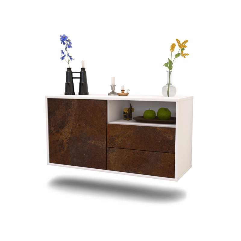 Garibaldi Unfinished Floating TV Stand, Dark Oak / Matte Grey