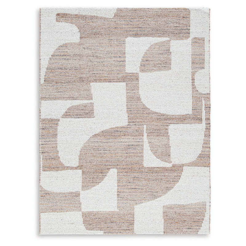 Handmade Abstract Beige and Light Brown Cotton 5' x 7' Rug