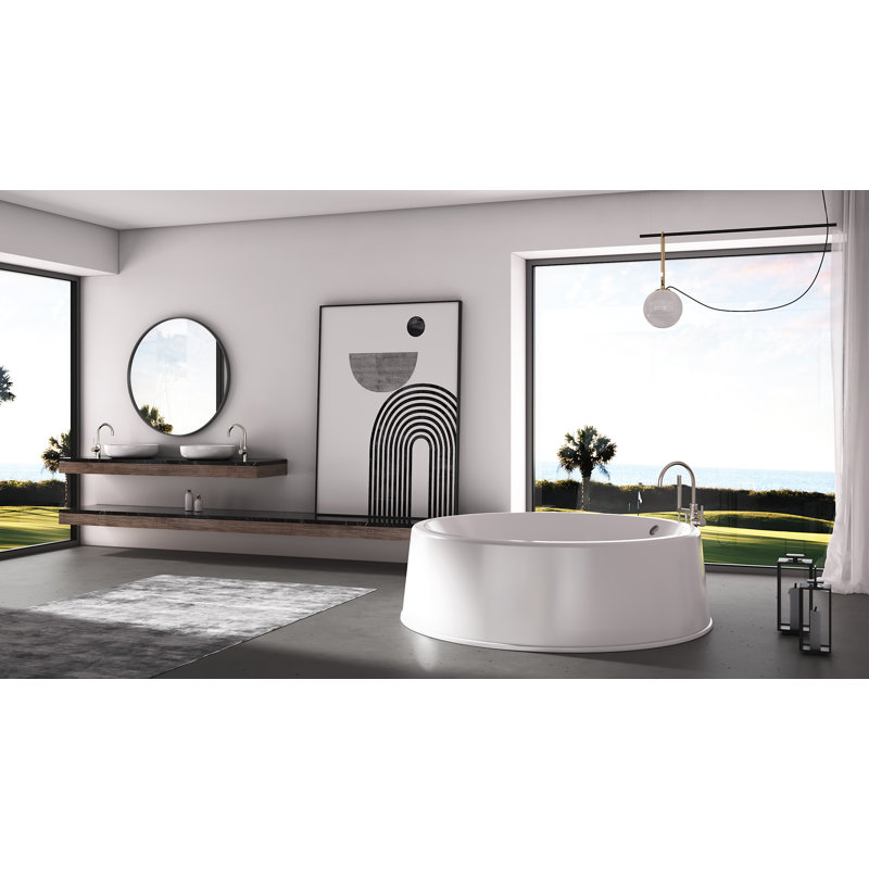 Addis 60" x 60" Freestanding Air Acrylic Bathtub, Biscuit