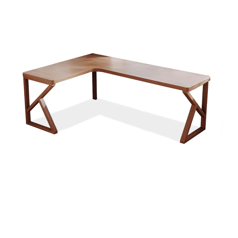 Walnut L-Shaped Solid Wood desks, 29.53" H x 62.99" W x 47.24" D, Left Hand Return