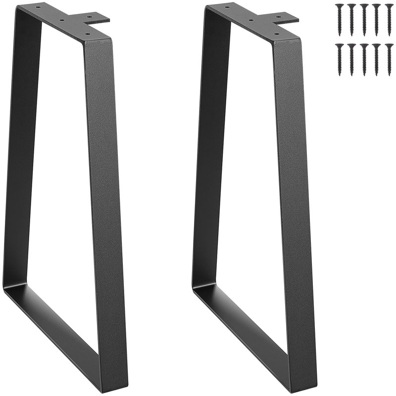 16-inch Black Carbon Steel Adjustable Table Legs Set