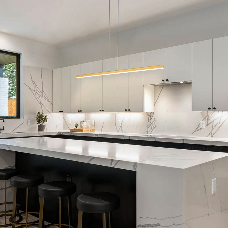 Berthelot Minensen 1 - Light Kitchen Island Linear LED Pendant, Gold