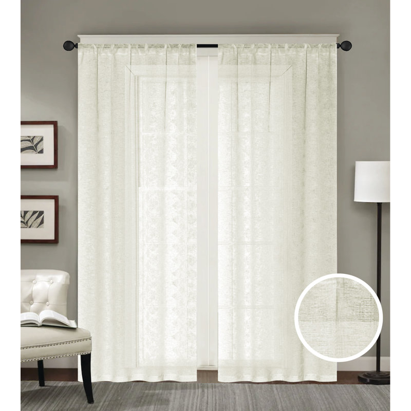 Paire de rideaux transparents Benecia, Ivoire ivoire