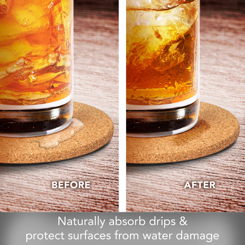 Cork Coasters with Black Wrought Iron Coaster Holder