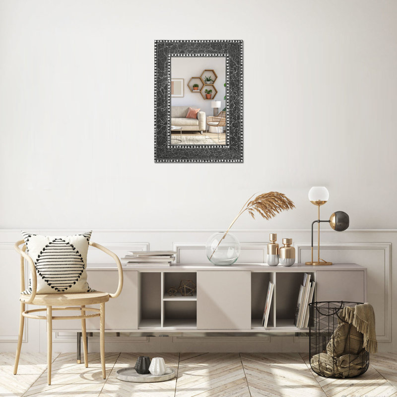 Dederang Glass Frame Rectangle Mirror, Black