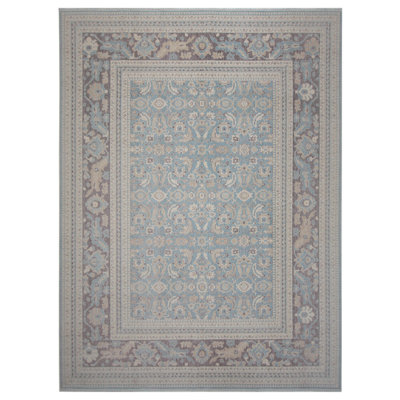 One-of-a-Kind Hand-Knotted 12' x 14' Wool Area Rug in Blue/Gray/Beige