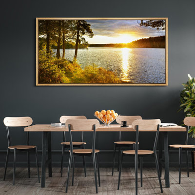 «Nature Landscape Tranquil Lake Sunset Golden Hour Landscape», reproduction d'art sur toile