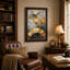 Art mural art déco sur toile en éventail or et marbre-1273333661
