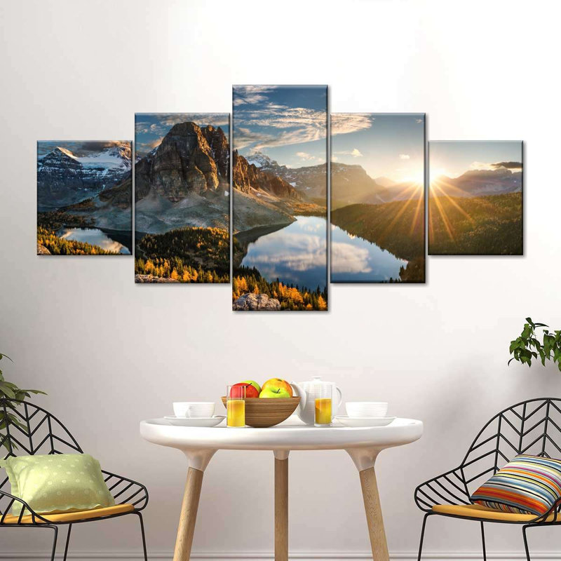 Ensemble de 5 pièces Lake Magog sur toile, H 24 po x l 55 po x P 1,25 po