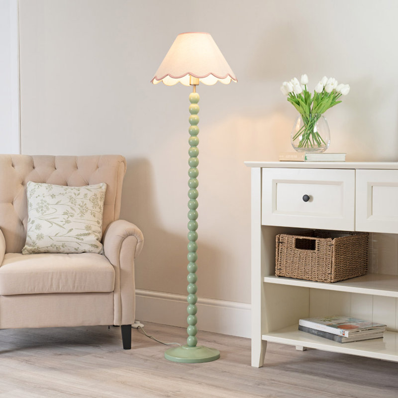 Bobbles 144cm Traditional Floor Lamp, Green, White/Pink