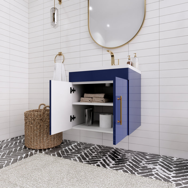 Ensemble de meuble-lavabo simple 24 po Tojuana, Bleu nuit