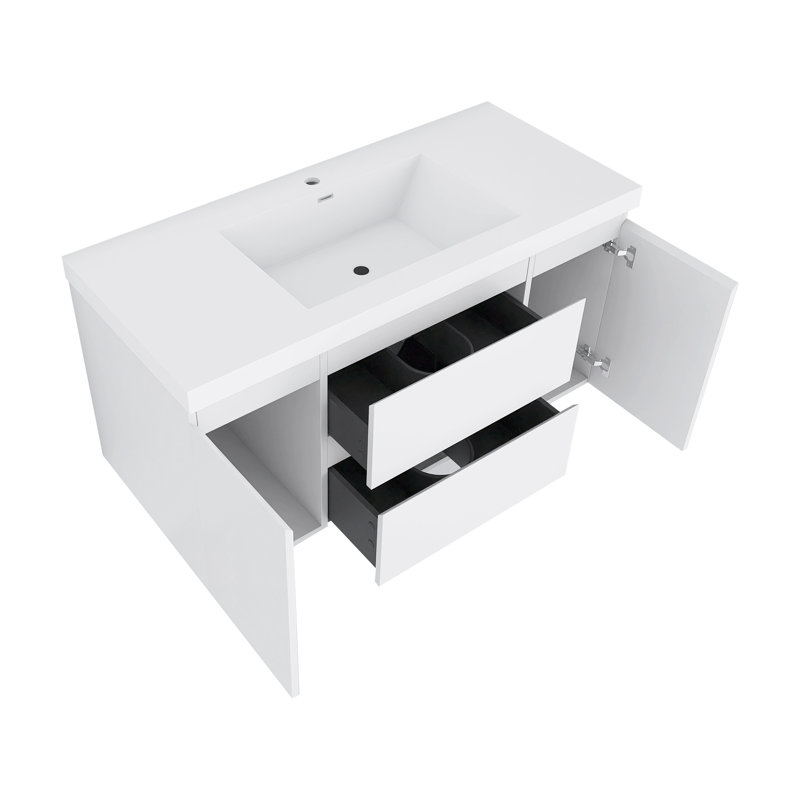 Meuble-lavabo simple avec plateau Makkiyah, Blanc