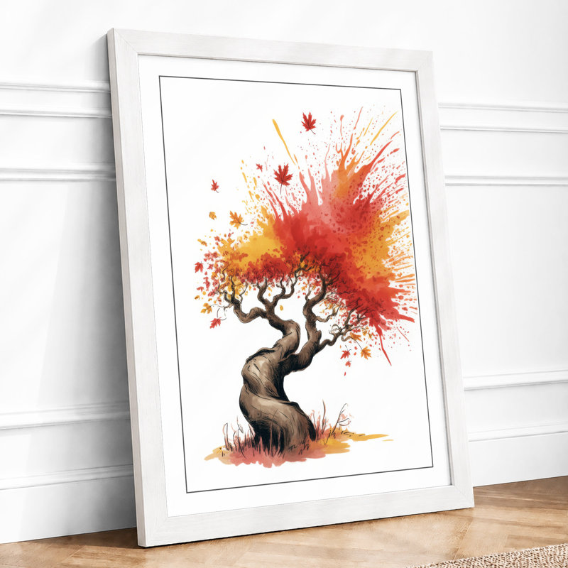 Autumn Burst Boho - Framed Print, A3 - 42.0 x 29.7 cm, White