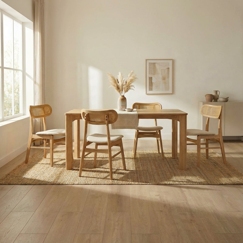 5-Piece Wood Upholstered Dining Set, Orange