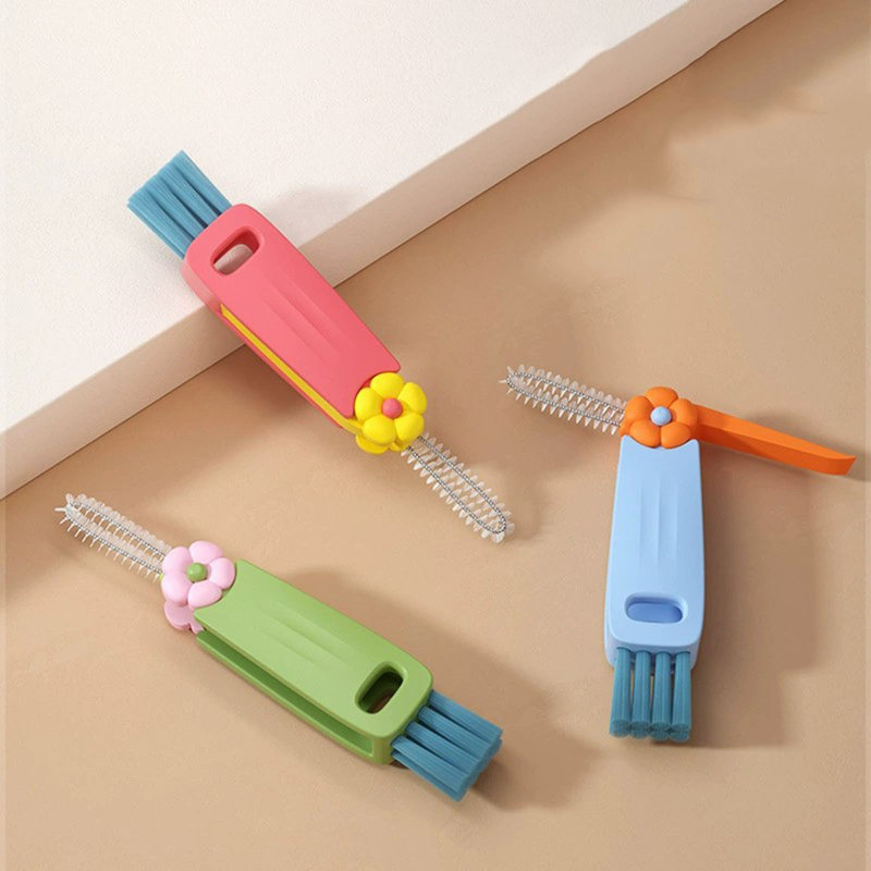 Bouteille d'eau trois-en-un brosse à couvercle multifonctionnel, Bleu