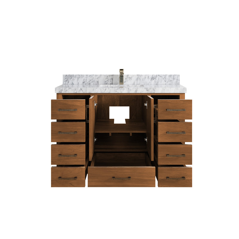 Ensemble de meuble-lavabo simple 48 po Malibu, Marbre de Carrare