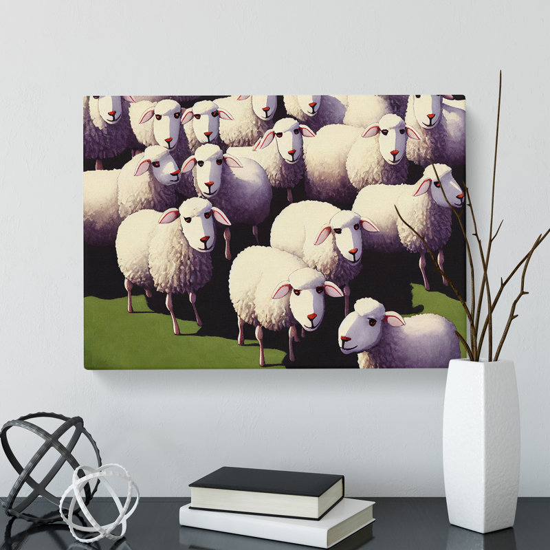 Herd Of Sheep - Wrapped Canvas Print, 40cm H x 60cm W x 3cm D