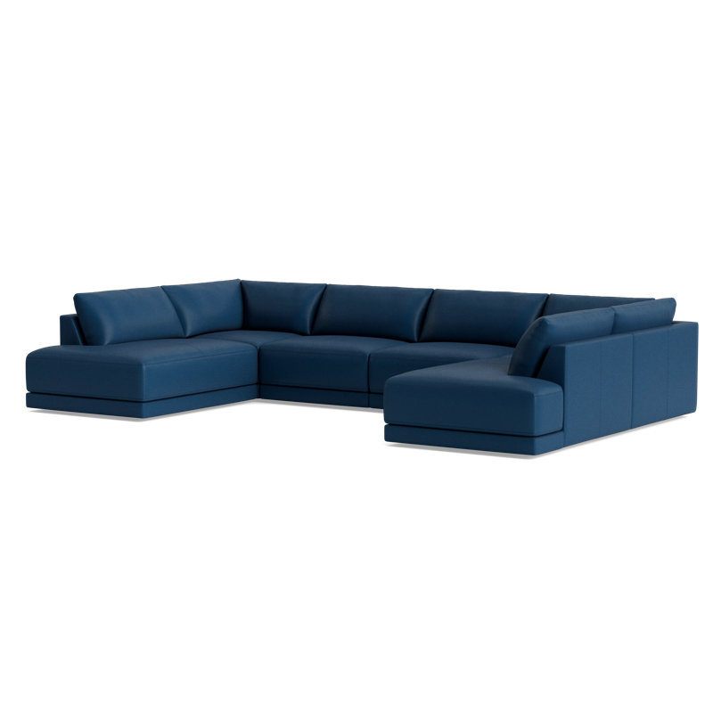 Eva Sectional, Bison Deep Blue Top Grain Leather