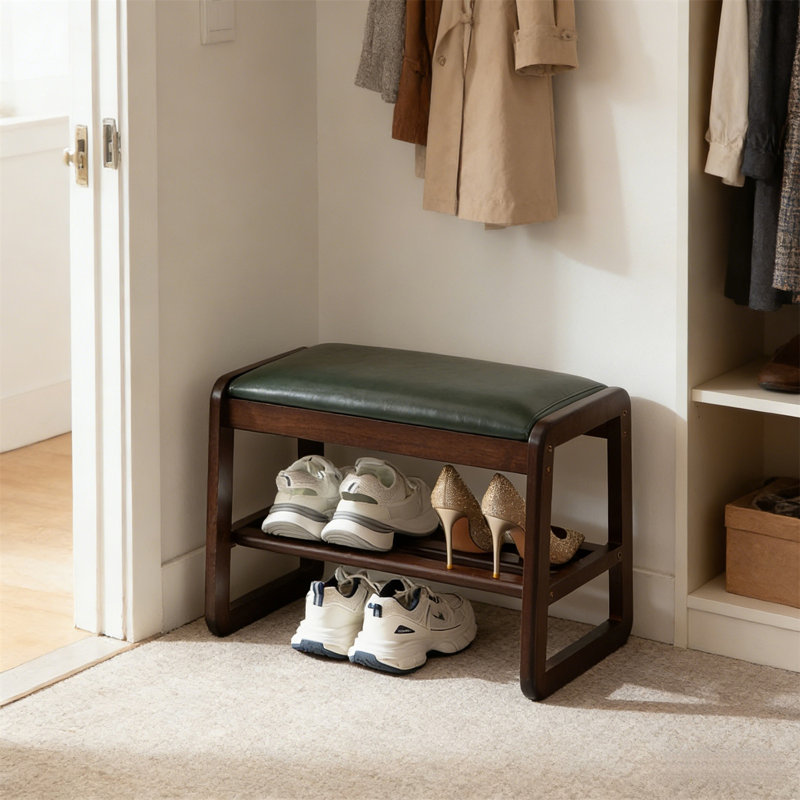Premium Wooden Shoe Cabinet For Home, Green, 16.5" H x 21.6" W x  11.8" D