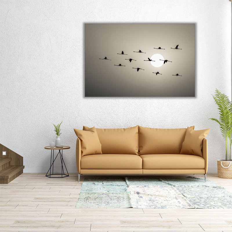 Flamingo Sunset - reproduction d'art sur toile, 12" H x 18" W