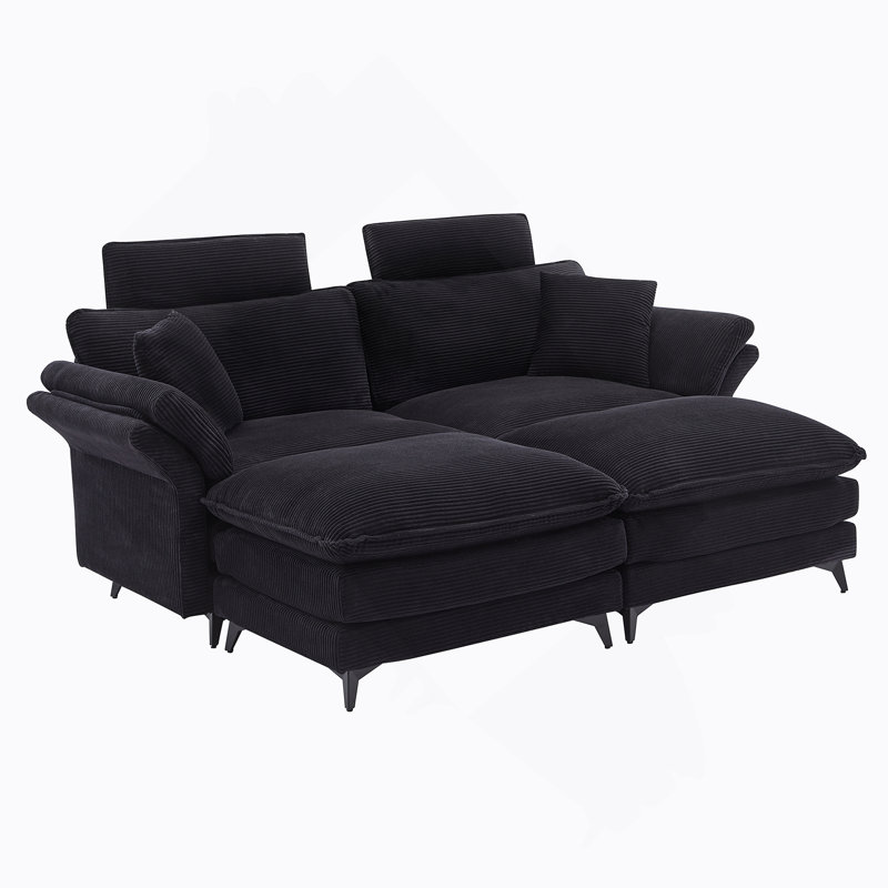 Canapé modulaire à assise profonde 85,8 po, Noir 