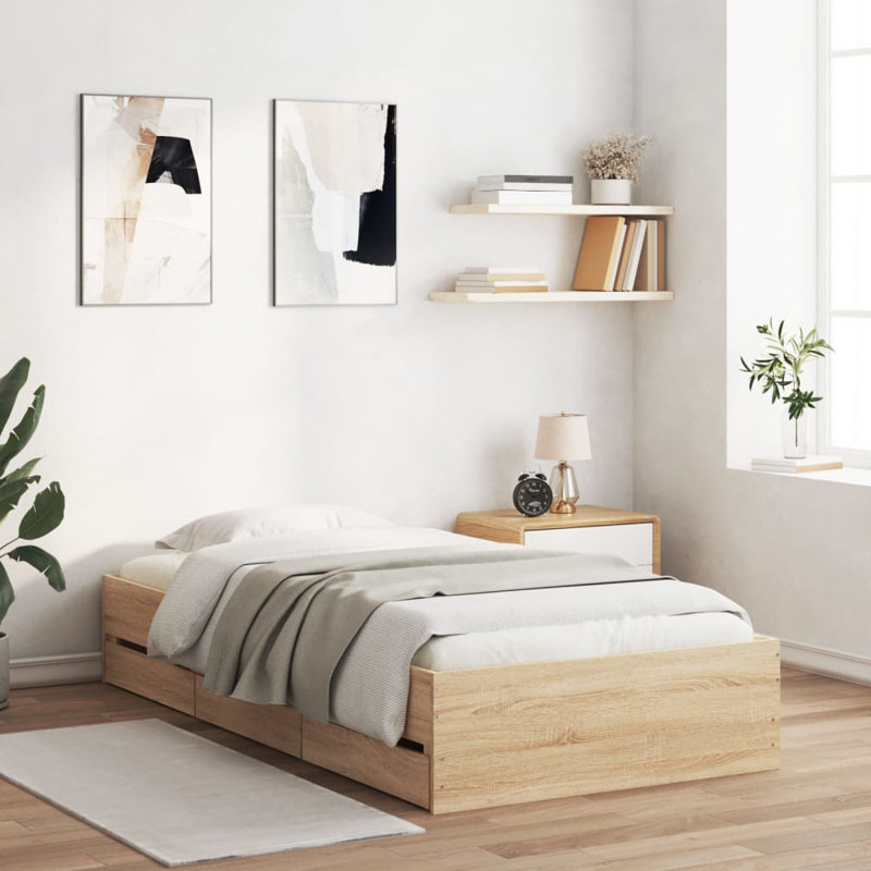 Nyarie Bed, Small Single ( 75 x 190 cm), Sonoma Oak