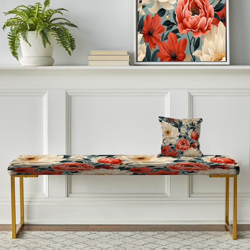 Banc rembourré or, Mengel - Floral