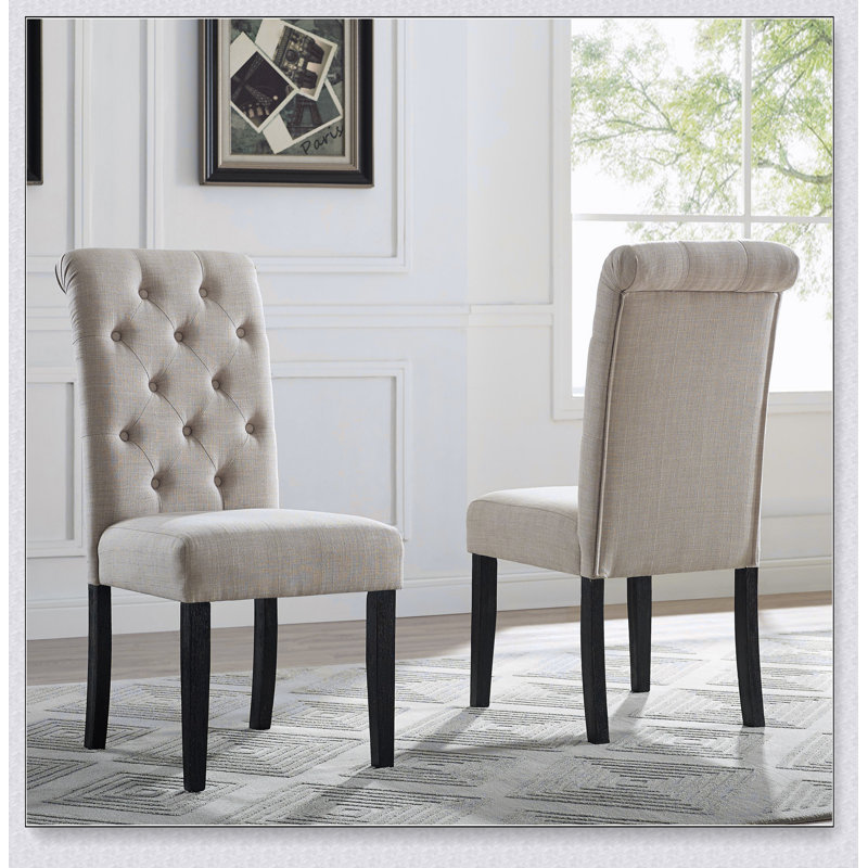 Chaise de salle à manger en bois massif Leviton, ensemble de 2, Tanné