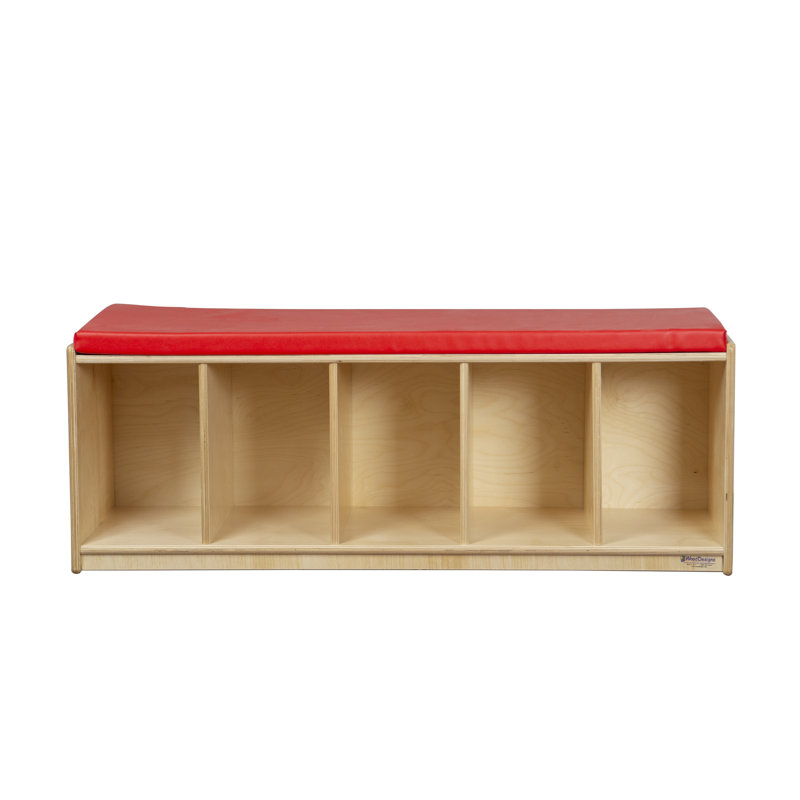 Banc de lecture rouge avec rangement