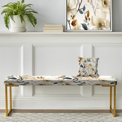 Newlin - Banc rembourré floral doré