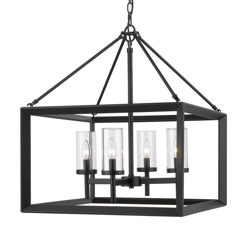 Lustre rectangulaire à lanterne Avbit, Noir mat