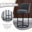 Ensemble de 2 tabourets de bar à hauteur de comptoir, tabourets de bar moderne avec dossier, tabourets de bar rembourrés en tissu de lin pour îlot de cuisine-1228456189
